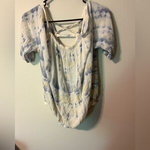 Hippie Laundry Cream and Blue Tie-Dye Top